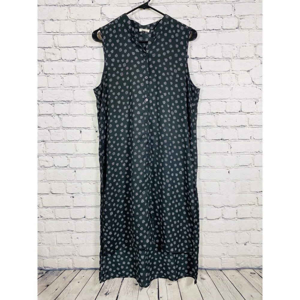Spense Tunic Womens Sleeveless Polka Dot Longline Shirt Black L Excellent Heart